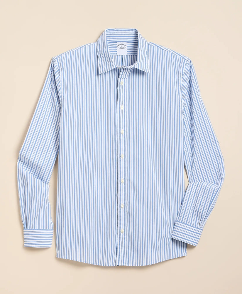 Performance Series Stretch Spread Collar, Striped Sport Shirt | Brooks Brothers