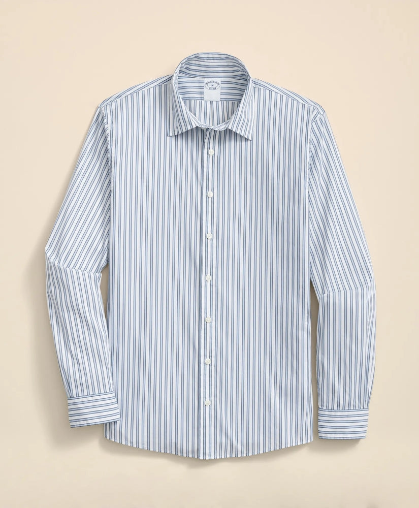 Performance Series Stretch Spread Collar, Striped Sport Shirt | Brooks Brothers