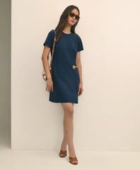 Ponte Short-Sleeve Mini Dress With Buckle Detail | Brooks Brothers