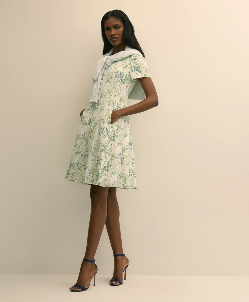 Printed Floral Crepe Dress | Brooks Brothers
