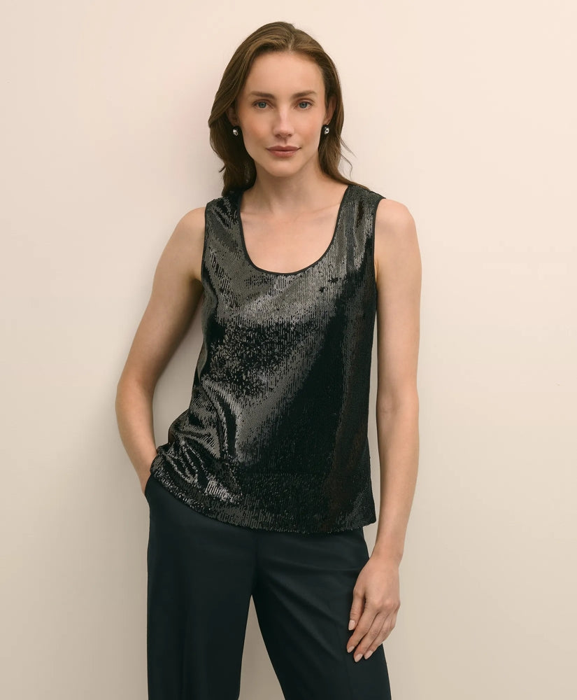 Sequin Scoop Neck Sleeveless Top | Brooks Brothers