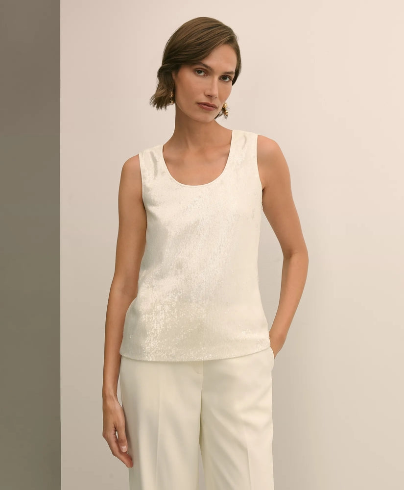 Sequin Scoop Neck Sleeveless Top | Brooks Brothers