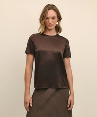 Short-Sleeve Top in Washable Silk Charmeuse | Brooks Brothers