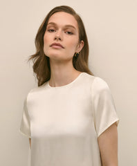 Short-Sleeve Top in Washable Silk Charmeuse | Brooks Brothers