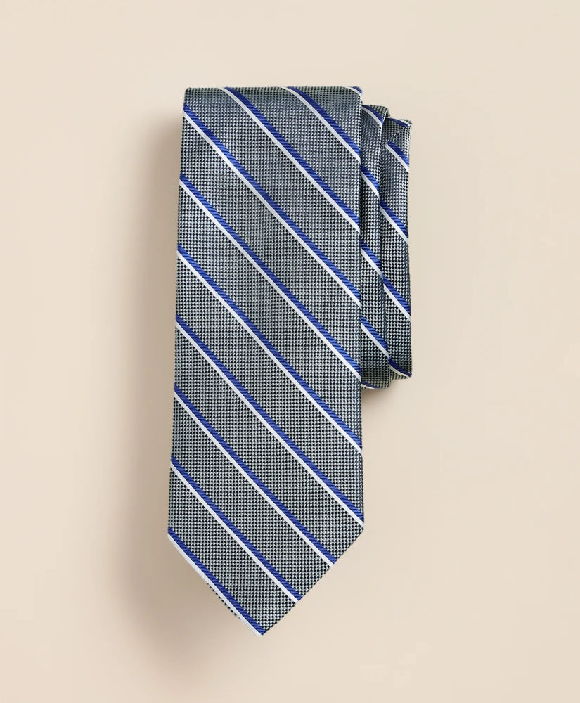 Silk Oxford-Weave Stripe Tie | Brooks Brothers