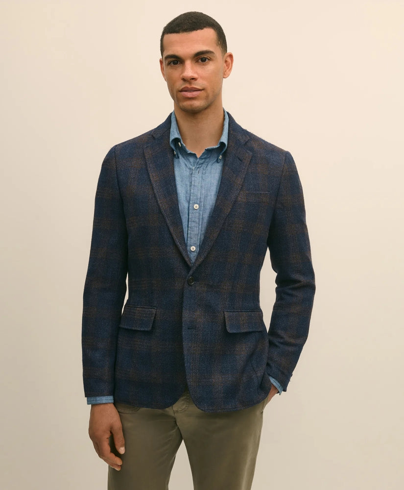 Slim Fit Wool-Cotton-Silk-Cashmere Hopsack Check Sport Coat | Brooks Brothers