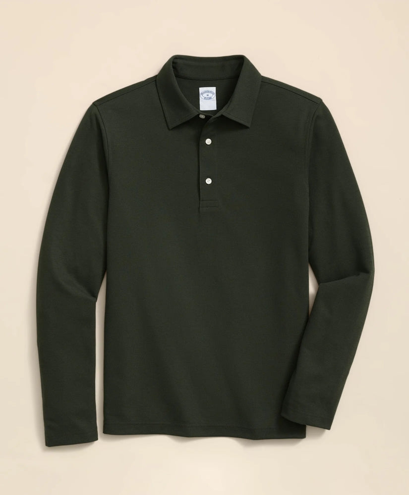 Spread Collar Long-Sleeve Polo Shirt | Brooks Brothers