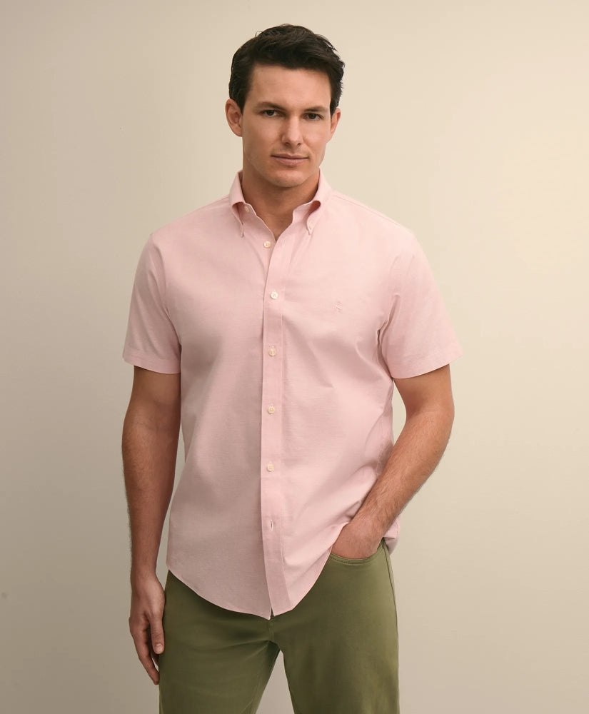 Stretch Cotton Non-iron Oxford Polo Button Down, Short Sleeve Sport Shirt | Brooks Brothers