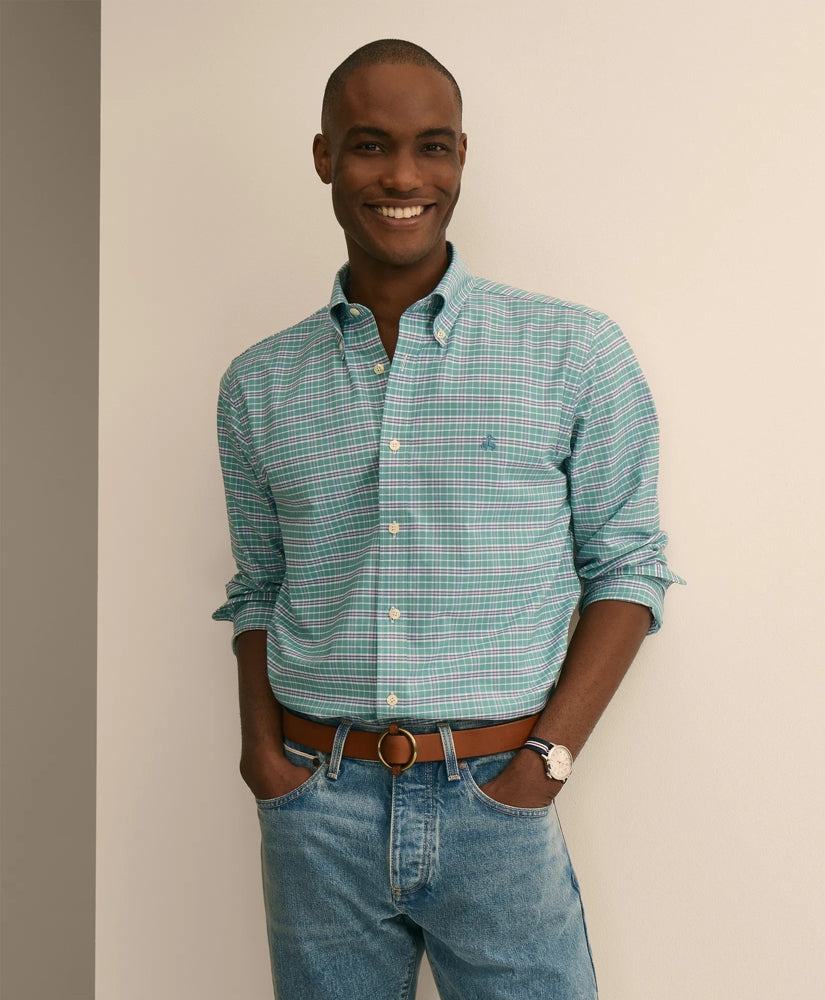 Stretch Cotton Non-Iron Oxford Polo Button Down Sport Shirt | Brooks Brothers