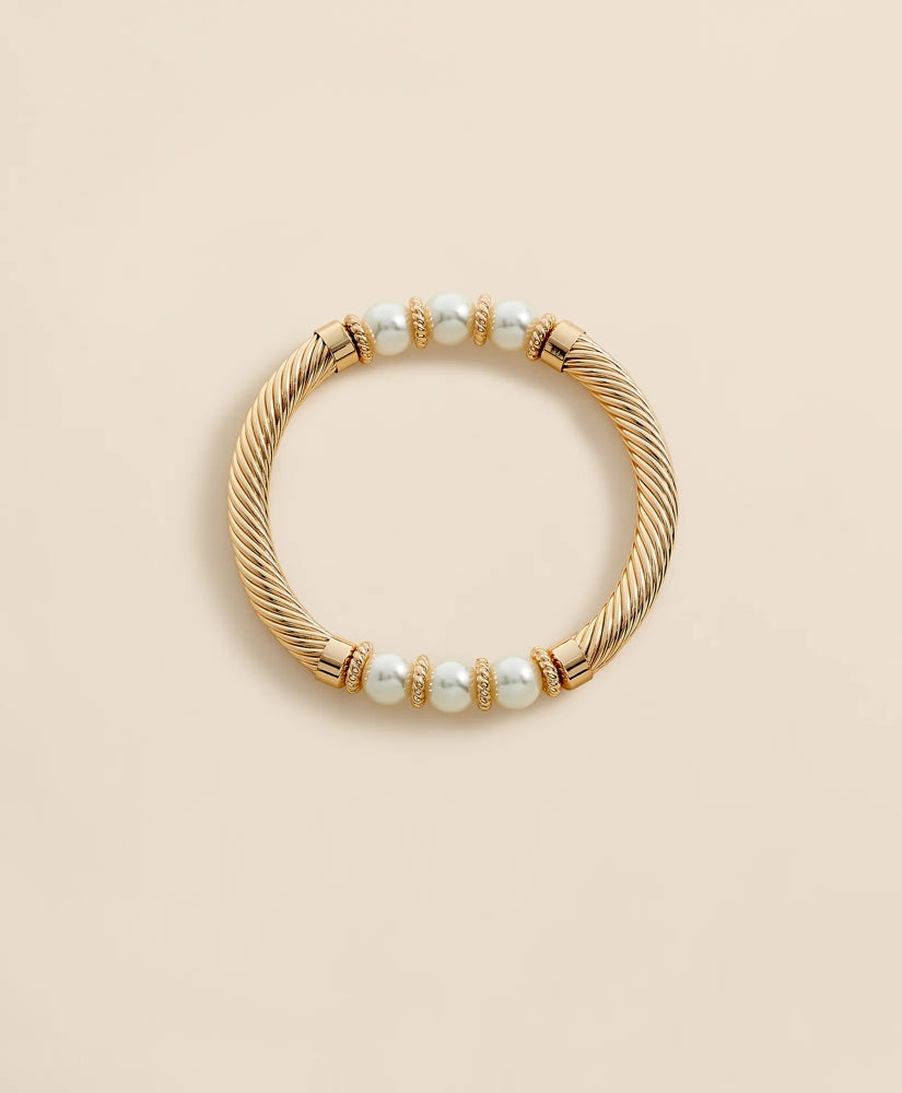Stretch Faux-Pearl Bracelet with Gold-Plated Rope Detail | Brooks Brothers