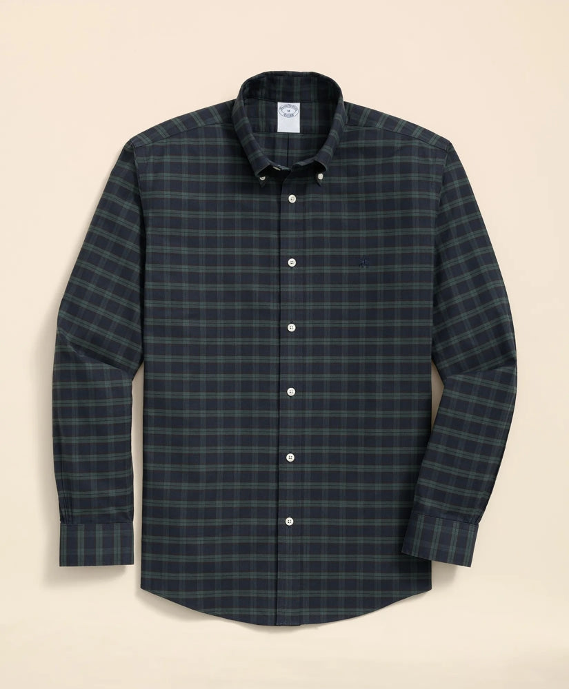 Stretch Non-Iron Oxford Button-Down Collar, Black Watch Shirt | Brooks Brothers