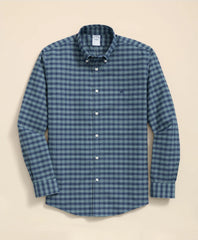 Stretch Non-Iron Oxford Button-Down Collar, Check Shirt | Brooks Brothers