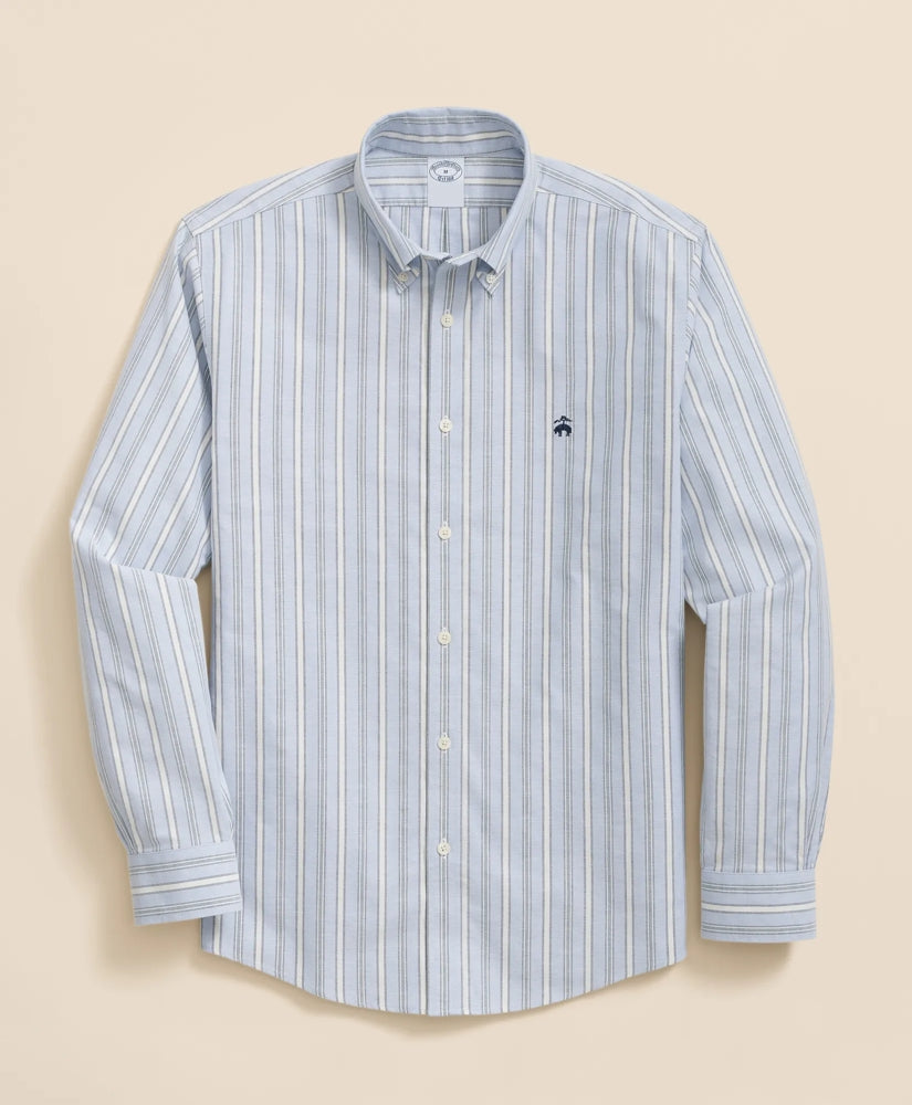 Stretch Non-Iron Oxford Button-Down Collar, Outline Stripe Sport Shirt | Brooks Brothers