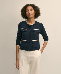 Cotton Tipped 4-Pocket Cardigan | Brooks Brothers