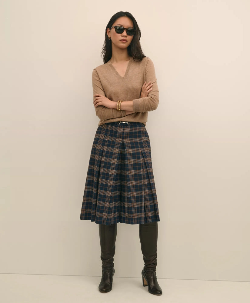 Twill Pleated Plaid Culottes | Brooks Brothers