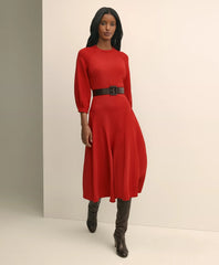 Viscose Blend Shirred-Sleeve Dress | Brooks Brothers