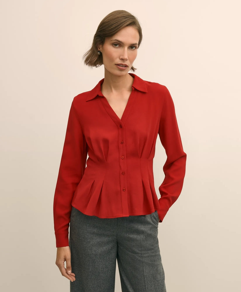 Viscose Peplum Blouse | Brooks Brothers