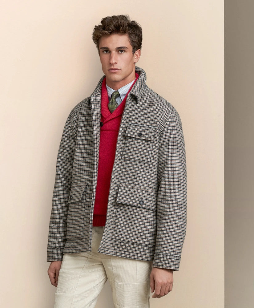 Wool Blend Double-Faced Guncheck Walking Coat | Brooks Brothers