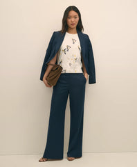 Wool Blend Hopsack Wide-Leg Pants | Brooks Brothers