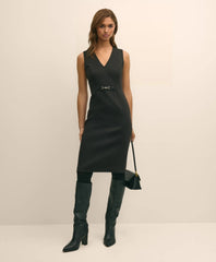 Wool Blend Horsebit-Trim Sheath Dress | Brooks Brothers