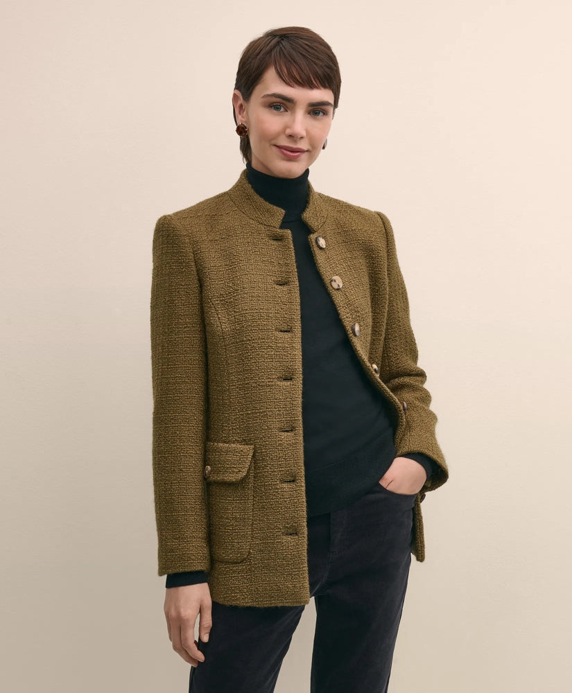Military Boucle Belted Jacket | Brooks Brothers