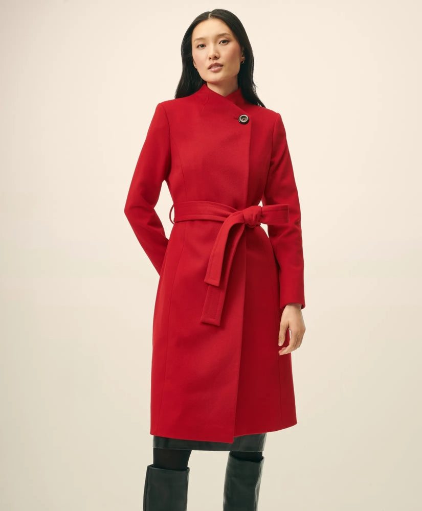 Wrap Coat in Water-Repellent Brushed-Twill Wool | Brooks Brothers