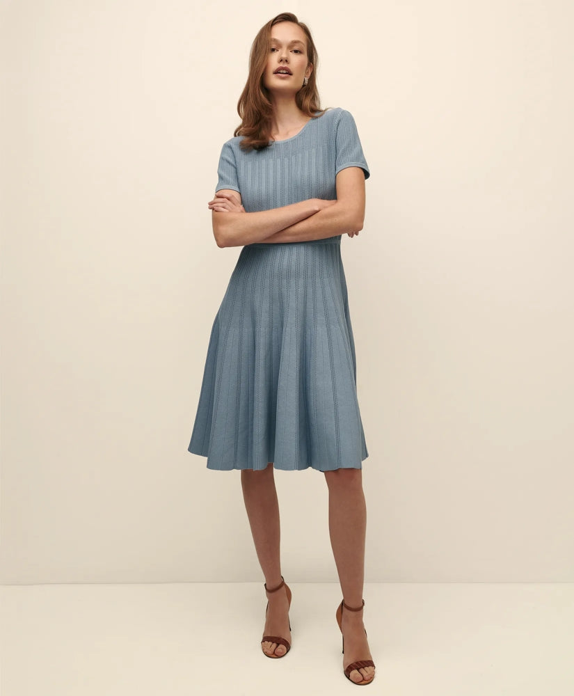 A-Line Pleated Short-Sleeve Sweater Dress | Brooks Brothers