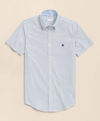 Stretch Non-Iron Oxford Button-Down Collar, Bengal Stripe Short- Sleeve Sport Shirt | Brooks Brothers