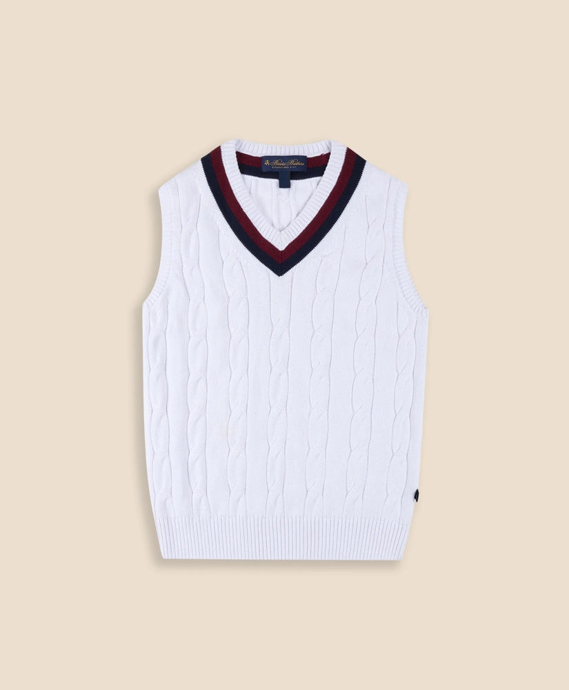 Boys Classic Cable Knit Tennis Vest | Brooks Brothers