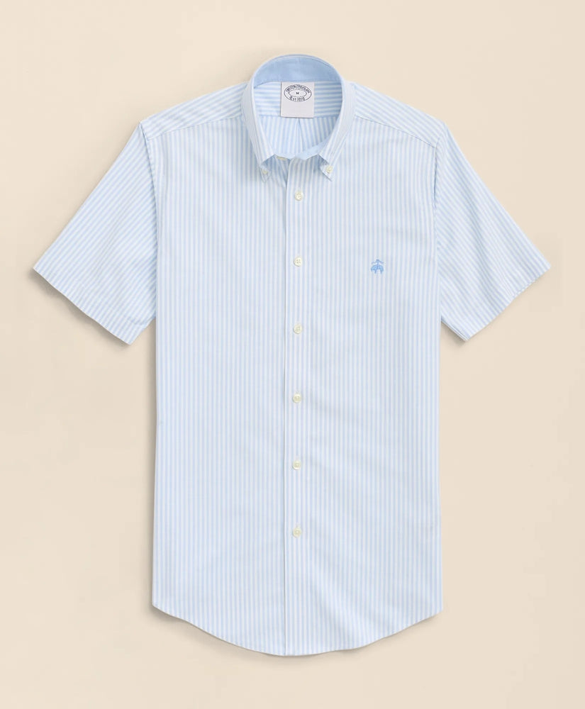 Stretch Non-Iron Oxford Button-Down Collar, Bengal Stripe Short- Sleeve Sport Shirt | Brooks Brothers