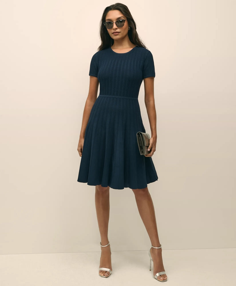 A-Line Pleated Short-Sleeve Sweater Dress | Brooks Brothers