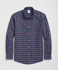 Stretch Cotton Non-Iron Oxford Polo Button Down Collar, Tartan Shirt | Brooks Brothers