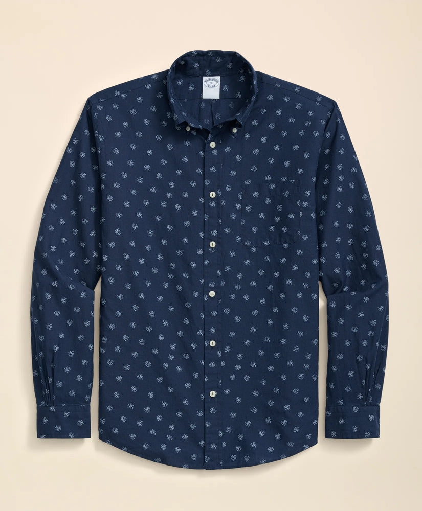Cotton Sport Shirt in Indigo Foulard Print | Brooks Brothers