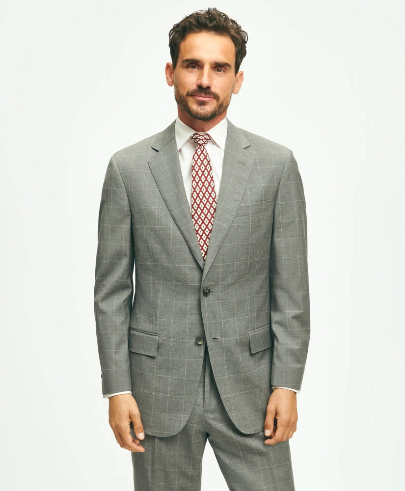 Traditional Fit 1818 Windowpane Suit In Wool | Brooks Brothers